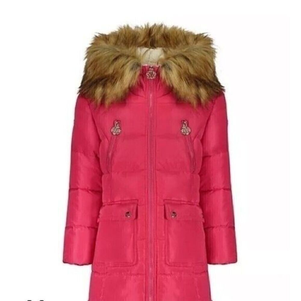 New DKNY Big Girls Long Puffer Jacket Fuschia size 16